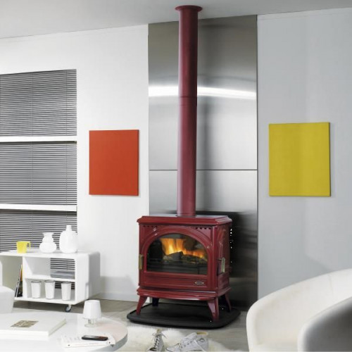 Poêle à bois PETIT CARVIN - 8 KW- Rdt: 76% - B. 57 cm--Thermostat - Fonte prune - Godin