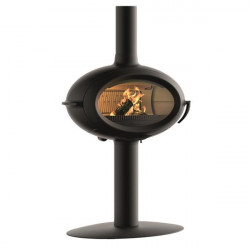 Poêle à bois BRIO SUR PIED - 7 kW - Rdt: 76% - B. 50 cm - 100% Fonte anthracite de marque Invicta, référence: B7707200