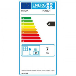 Poêle à bois BRIO SUR BANC - 7 kW - Rdt: 76% - B. 50 cm - 100% fonte - Anthracite - Invicta