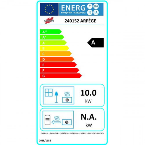 Cuisinière à bois Arpège - Largeur 75 cm - 400 m3 - 10 KW - Rdt:74,9% - Godin