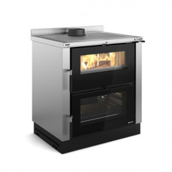 Cuisinière à bois Verona XXL - 80 cm - 7 kW - Rdt : 85,1 % - B. 50 cm - Inox - Nordica extraflame