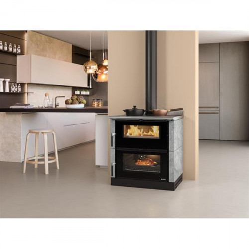 Cuisinière à bois Verona XXL - 80 cm - 7 kW - Rdt : 85,1 % - B. 50 cm - Pierre - Nordica extraflame