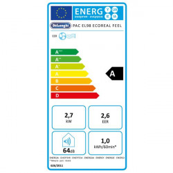 Climatiseur mobile non réversible Pinguino - 2700W-10700BTU/h - 64dB - Panel LED - DeLonghi