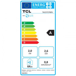 Climatiseur mobile non réversible - 2050W - 7000BTU/h  64dB - Blanc - TCL