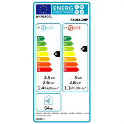 Climatiseur mobile réversible Pompe à chaleur - 12k BTU ou 3,5KW - Noir - Whirlpool