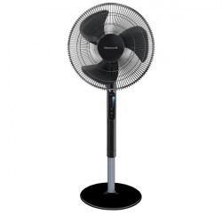 Ventilateur sur pied noir - 5 vitesses - 807 m3/h - Oscillation 70° - réglable - Tél. de marque Honeywell, référence: B7713600