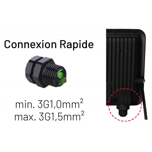 Projecteur mural KREON 2 - IP65, 50W, 4000K, 5000lm, Noir - Arlux Lighting