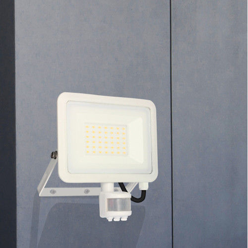 Projecteur mural KREON 2 - IP44, 30W, 4000K, 3000lm, Blanc - Détecteur IR - Arlux Lighting