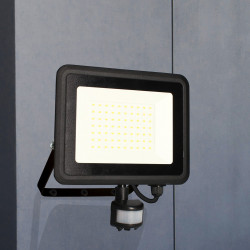 Projecteur mural KREON 2 - IP44, 50W, 4000K, 5000lm, Noir - Détecteur IR - Arlux Lighting