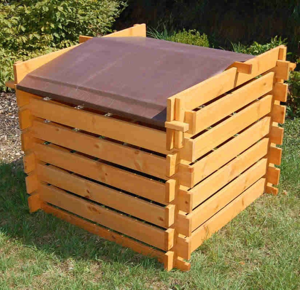 Composteur avec toit, 98 x 98 x 78 cm, 520 litres, miel