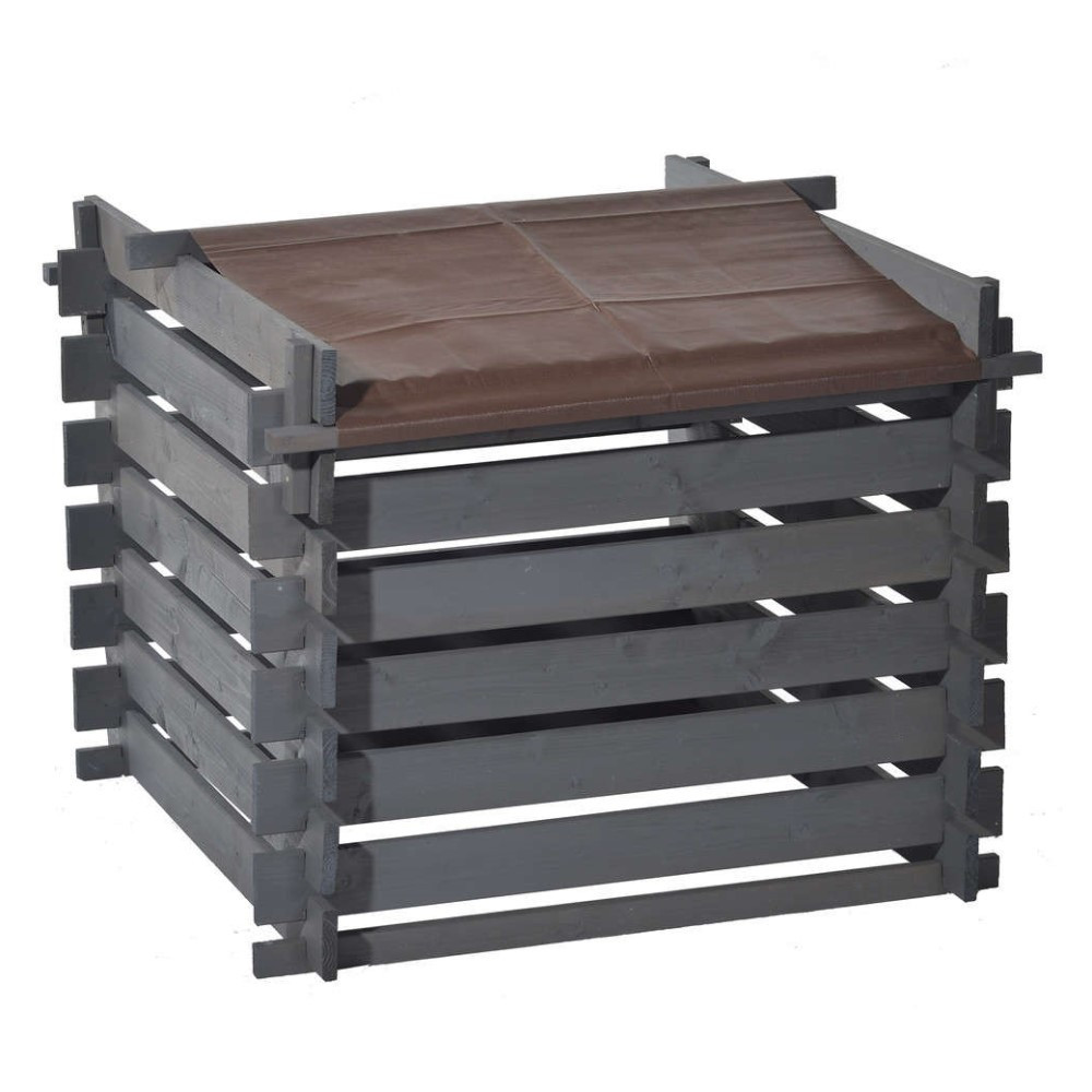 Composteur avec toit, 98 x 98 x 78 cm, 520 litres, gris vintage