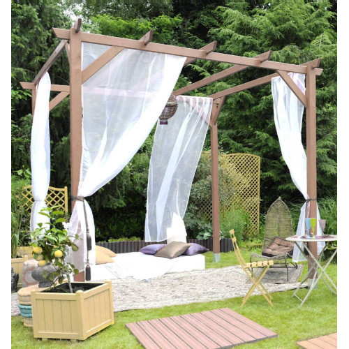 Pergola CARRÉ - 300 x 300 x H. 246 cm + 4 supports - Passage 254 cm + 4 supports - Jardipolys