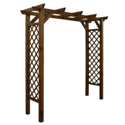 Pergola droite IPOMEE - 220 x 80 x H. 214 cm - Passage 180 cm - Teinté marron - Jardipolys