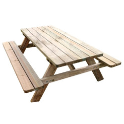 Table pique-nique FESTIN - 177 x 154 x H. 71 cm - 6 personnes - pré-montée de marque Jardipolys, référence: J7739100