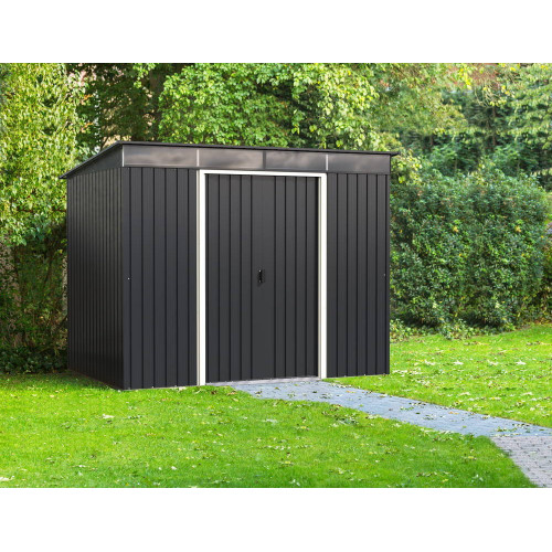 Abri de jardin métal - 4,84m² - kit ancrage - Anthracite - Duramax