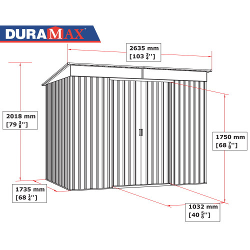 Abri de jardin métal - 4,84m² - kit ancrage - Anthracite - Duramax