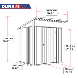 Abri de jardin métal MODERN - 3,32m² - Mono pente - Anthracite - Duramax