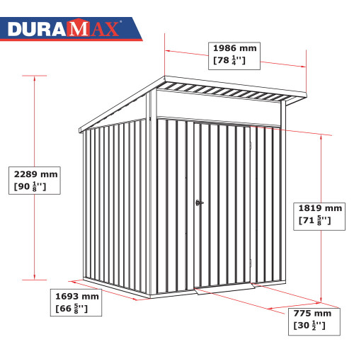 Abri de jardin métal MODERN - 3,32m² - Mono pente - Anthracite - Duramax