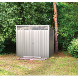 Abri de jardin métal MODERN - 4,45m² - Mono pente - Aluminium blanc - Duramax