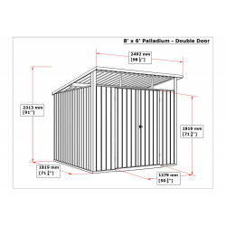 Abri de jardin métal MODERN - 4,45m² - Mono pente - Aluminium blanc - Duramax