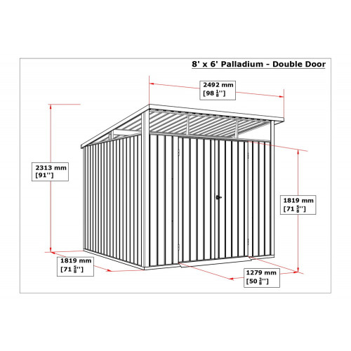 Abri de jardin métal MODERN - 4,45m² - Mono pente - Aluminium blanc - Duramax