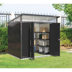 Abri de jardin métal MODERN - 4,45m² - Mono pente - Anthracite - Duramax