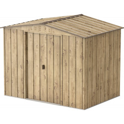 Abri de jardin métal WOODGRAIN - 4,75m² - kit ancrage - Imitation bois de marque Duramax, référence: J7740700