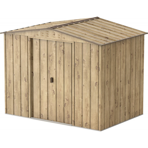 Abri de jardin métal WOODGRAIN - 4,75m² - kit ancrage - Imitation bois - Duramax