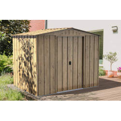 Abri de jardin métal WOODGRAIN - 4,75m² - kit ancrage - Imitation bois - Duramax