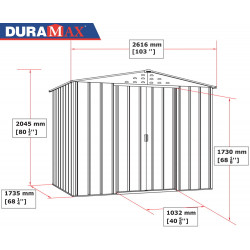 Abri de jardin métal WOODGRAIN - 4,75m² - kit ancrage - Imitation bois - Duramax