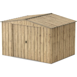 Abri de jardin métal WOODGRAIN - 7,75m² - kit ancrage - Imitation bois - Duramax