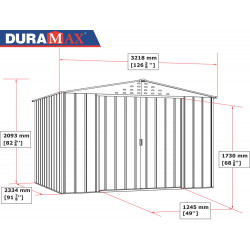 Abri de jardin métal WOODGRAIN - 7,75m² - kit ancrage - Imitation bois - Duramax