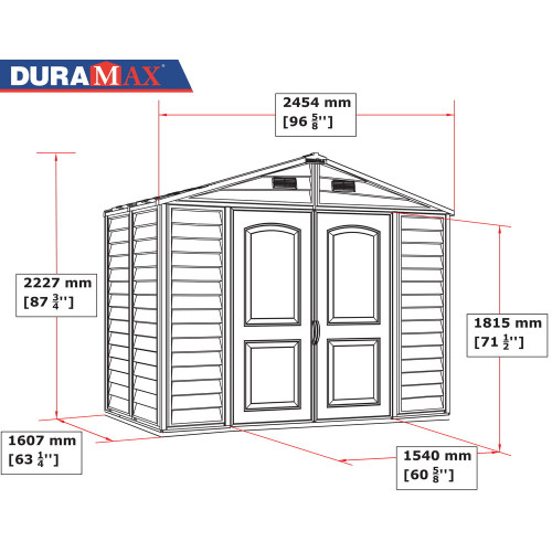 Abri PVC Woodstyle PREMIUM - 4,13m² - Kit fondation + 1 fenêtre - Beige - Duramax
