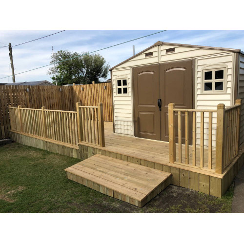 Abri PVC Woodstyle PREMIUM - 7,68m² - Kit fondation + 3 fenêtres - beige - Duramax