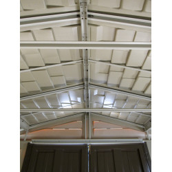 Abri PVC Woodstyle PREMIUM - 10,56m² - Kit fondation + 1 fenêtre - Beige - Duramax