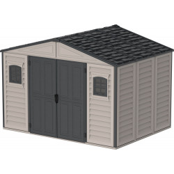 Abri PVC DARK GREY Apex - 7,68m² - kit fondation + 3 fenêtres - Gris de marque Duramax, référence: J7741600