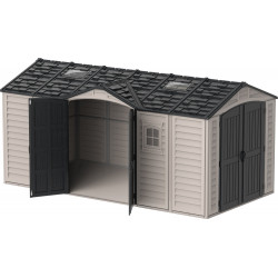 Abri PVC DARK GREY Apex 11,95m² - kit fondation, 2 fenêtres, 2 puits de lumière - Gris - Duramax