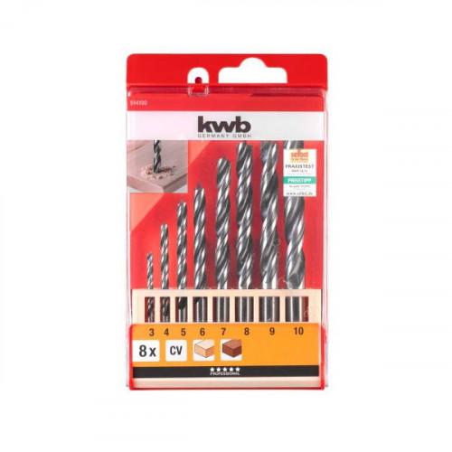 Lot de mèches à bois 3-10mm, 8 pièces - KWB by Einhell