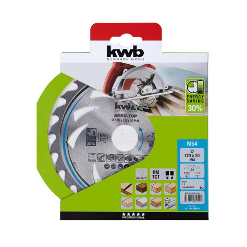 Lame de scie circulaire en carbure à coupe fine, 170x30mm, 24 dents - KWB by Einhell
