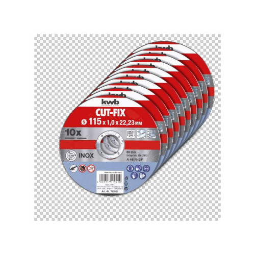 10 disques à tronçonner métaux 115x1,2 pour meuleuse - KWB by Einhell