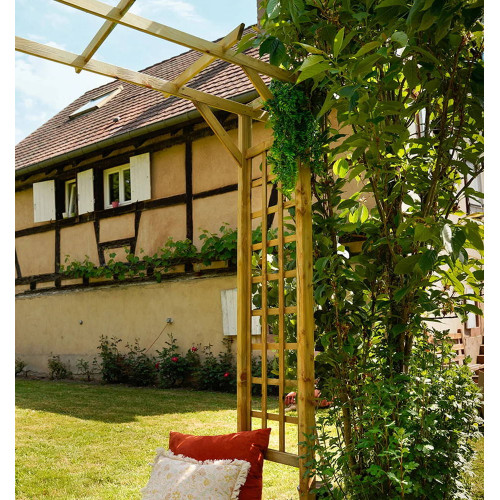 Pergola double droite en bois pin 210 x 214,5 x 72 cm - VALERIANE - Jardipolys