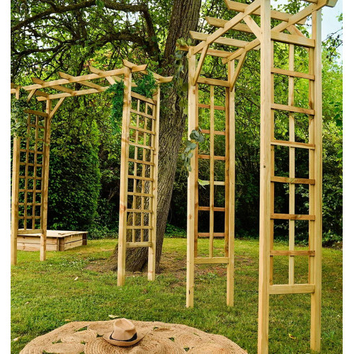 Pergola double droite en bois pin 140 x 214,5 x 60 cm - PASSIFLORE - Jardipolys