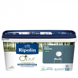 Peinture bleu madura pour mur, boiserie et radiateur O'pur satiné 2 l - RIPOLIN