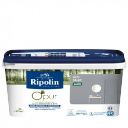 Peinture gris galet pour mur, boiserie et radiateur O'pur satiné 2 l - RIPOLIN