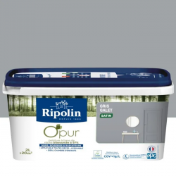 Peinture gris galet pour mur, boiserie et radiateur O'pur satiné 2 l - RIPOLIN