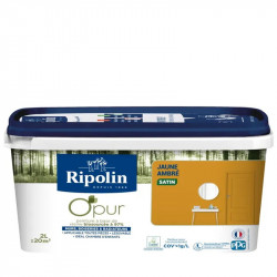 Peinture jaune ambre pour mur, boiserie et radiateur O'pur satiné 2 l - RIPOLIN
