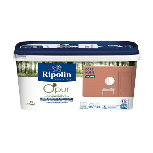Peinture ocre nubie pour mur, boiserie et radiateur O'pur satiné 2 l - RIPOLIN