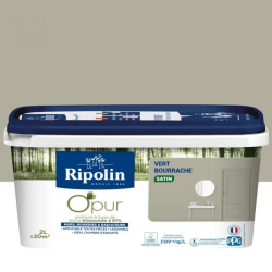 Peinture vert bourrache pour mur, boiserie et radiateur O'pur satiné 2 l - RIPOLIN