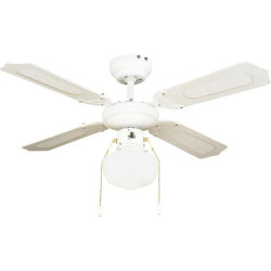 Ventilateur de plafond avec éclairage Barbade en acier, blanc de marque Centrale Brico, référence: B7786600