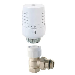 Robinet thermostatique T302 équerre 3/4 en laiton blanc de marque Centrale Brico, référence: B7789600